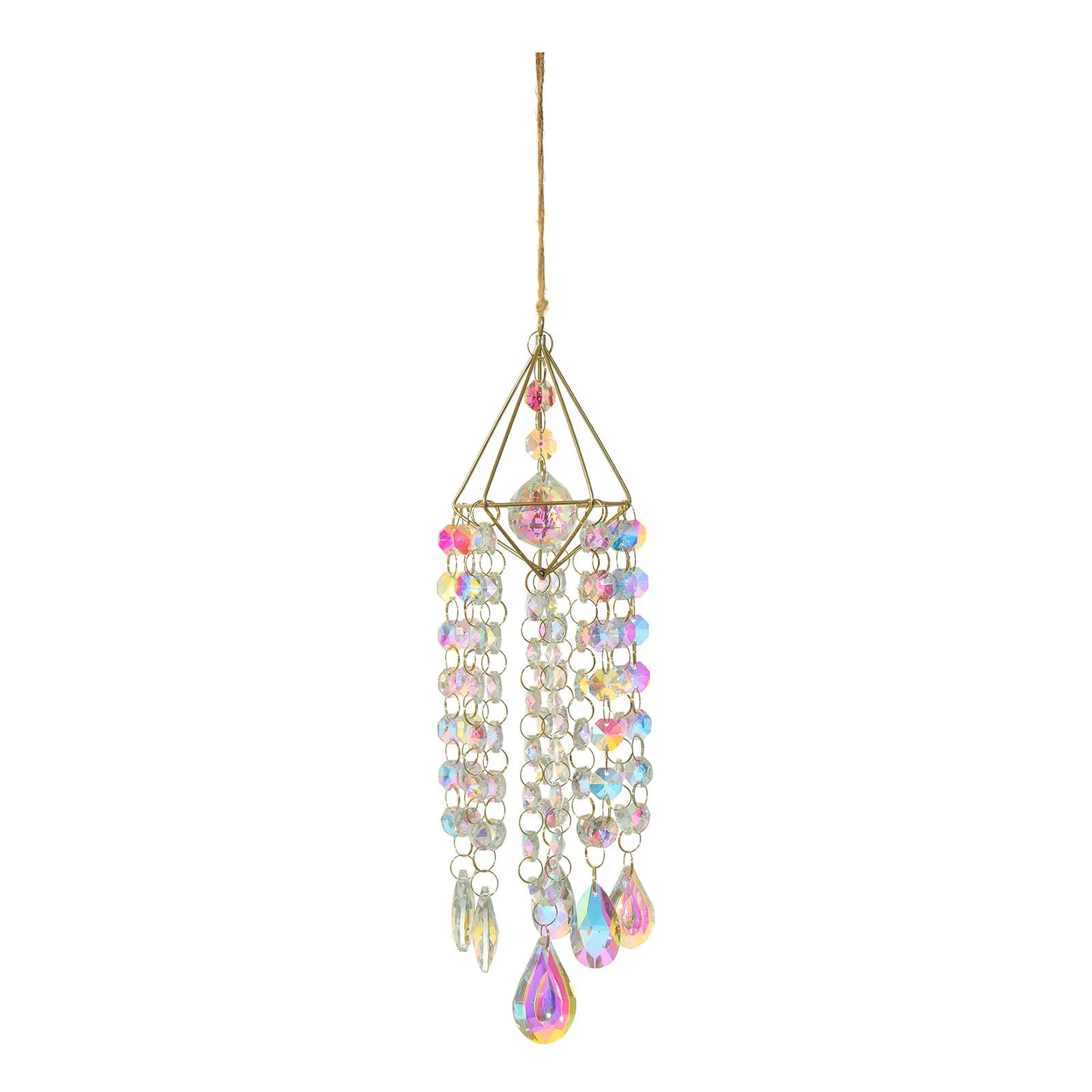 Crystal Suncatcher Wind Chimes,Window Hanging Ornament AB coated Metal rack