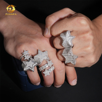 Offre Spéciale En Stock Bague Homme Moissanite Étoile Iced Out en Argent 925, Style Hip Hop, Passe le Testeur de Diamant, Bague Cubaine Tendance pour Homme