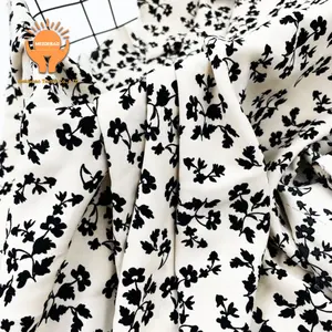 Grosir kain mulus cetak polos sutra Korea bunga pinggang kain poliester untuk blus wanita