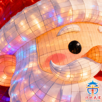 Handgefertigte Seiden-Weihnachtsmann-Kopf-Laterne für Außenbereich Festliche Dekoration Riesige LED-Beleuchtete Feiertagsdekoration