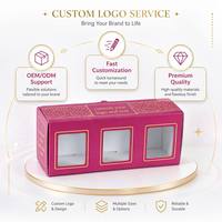 Caja de Papel Magenta de Lujo con Logotipo Personalizado, 3 Ventanas, Estampado Dorado, Laminación Mate, Embalaje para Macarons, Galletas y Regalos para Pequeñas Empresas