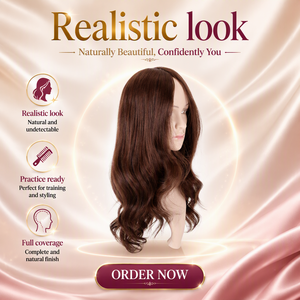 Perruque juive en cheveux humains européens de qualité supérieure, avec dessus en soie et dentelle transparente, longue et rougeâtre, vente en gros d'usine - Product Image 2