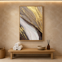 Peinture à l'huile dorée texturée faite à la main sur toile, art mural abstrait géométrique moderne pour salon, chambre et décoration intérieure
