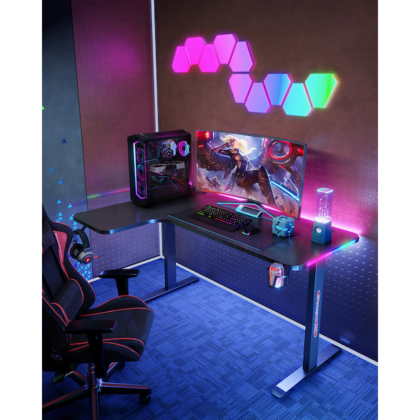 ORANGLES Large L-Shaped RGB LED Gaming Desk | Modern White Computer Table with Adjustable Height, Customizable Design, High Quality PC Gamer Desk (Kuwait) - detailed closeup view - illustrating benefits - Image 3 of 6 | created for all | Shop Large L-Shaped RGB LED Gaming Desk | Modern White Computer Table with Adjustable Height, Customizable Design, High Quality PC Gamer Desk (Kuwait) North Carolina | Free Shipping ORANGLES