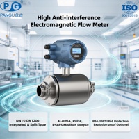 RS485 4-20mA Flowmeter Elektromagnetik Industri yang Dapat Disesuaikan untuk Air/Cairan, Tahan Ledakan, OEM, Akurasi 0.5%, Flange Karbon