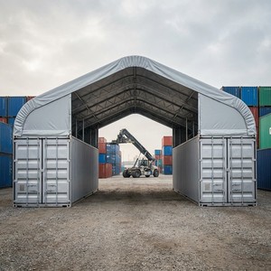 Tettoia per Container, Copertura per Stoccaggio Merci, Tetto a Capanna <span class=keywords><strong>in</strong></span> Acciaio Zincato con Copertura <span class=keywords><strong>in</strong></span> PVC Resistente al Vento - Product Image 2