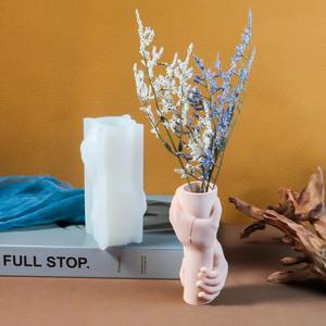 Recién llegado, maceta de cerámica de hormigón DIY, jarrón con manos entrelazadas, molde de silicona para fundición de plantas, <span class=keywords><strong>yeso</strong></span> de cemento, herramientas para hacer pasteles - Product Image 2