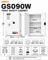 Armoire de sécurité pour produits chimiques dangereux 340L (90 gallons) blanche à double porte en acier pour l'école, l'hôpital et l'approvisionnement industriel