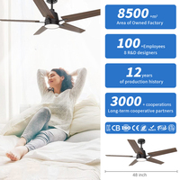 Ventilateur de plafond à pales droites Nordic Fresh 48 pouces avec LED RGB, télécommande, 6 vitesses, économie d'énergie - Ventilateur de plafond à pales droites