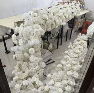 Prix de gros : Chemin de table floral en roses artificielles en soie <span class=keywords><strong>rose</strong></span> vif pour mariage d'automne - Product Image 5