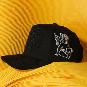 Gorra de 5 Paneles con Forro de Satén, Diseño Nuevo, Ángel Guardián, Bordado 3D con Pedrería, Personalizable con Logotipo, Gorras de Gamuza Bordadas - Product Image 2