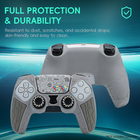 Étui de protection Data Frog pour manette PS5, silicone premium antidérapant, édition rétro, manette classique grise, amélioration des joysticks