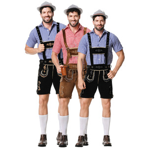 Conjunto de pantalones con <span class=keywords><strong>tirantes</strong></span> para hombre, disfraz bordado para Oktoberfest, traje para fiesta del festival de la cerveza alemana, camisa a cuadros para hombre - Product Image 1