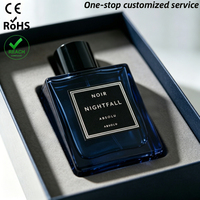 Vente flash - Flacons de parfum vides en verre rectangulaires bleus luxueux et portables de 30 ml, 1 oz, 50 ml, 100 ml avec emballage et boîte cadeau cosmétique