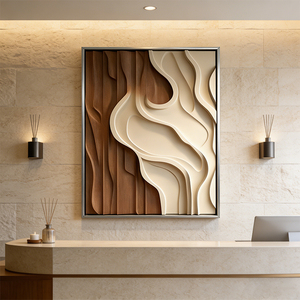 Sculpture abstraite minimaliste moderne, design <span class=keywords><strong>Art</strong></span> Déco, décoration murale en bois carré 3D, décoration murale en bois blanc - Product Image 4