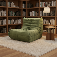 Fauteuil pouf sans cadre en forme de L - Design moderne en tissu trois places avec mousse compressée haute densité pour salons