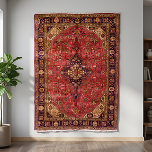 Tapis persan Tabriz noué à la main, unique en son genre, en laine et coton naturels, collection ABC Rugs Kilims, 6'10 x 9'11 - Product Image 3