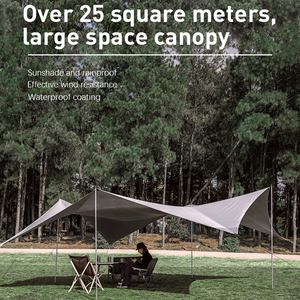 Ultralight Waterproof Square Outdoor Camping Sun Shade Shelter Portable Rain Fly Beach Rain <strong>Tarp</strong> Tent <strong>With</strong> <strong>Pole</strong> for Travel - Product Image 2