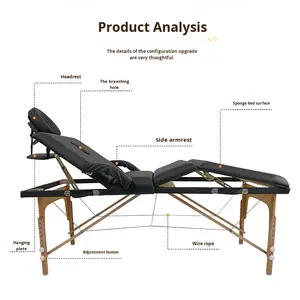 Nouveau Lit <span class=keywords><strong>de</strong></span> Massage Pliant Écologique avec Cadre en Bois Massif Rembourré d'Éponge pour Utilisation en Spa, Thérapie Moxibustion & Tuina - En Stock - Product Image 4