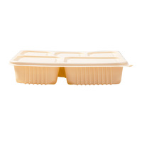 Boîte à lunch jetable biodégradable en amidon de maïs, boîte repas compartimentée, conteneur à emporter, boîte bento de qualité alimentaire, restauration rapide