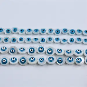 Mother Of Pearl Evil Eyes Round Shell Pearl Strand