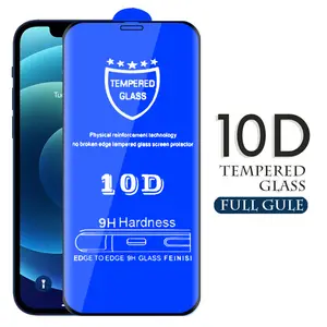 Beschermende Film 10D Gehard Glas Voor Iphone 13 Pro Max 12 Mini Xs Max Xr 7 8 Plus Volledige Lijm cover Guard 9H Screen Protector