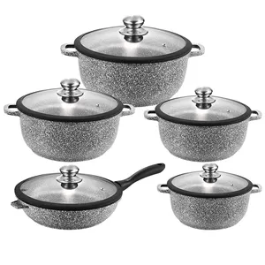 Antihaftbeschichtetes Bratgeschirr-Set Aluminium Topf-Set mit Deckeln Bratpfanne-Sets mit Keramikbeschichtung