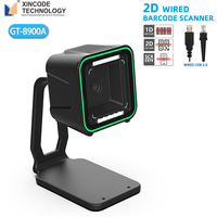 Lecteur de codes-barres de bureau Xincode 1D 2D filaire USB, lecteur de codes-barres, scanner de prix, scanner de code QR pour la restauration, l'entrepôt, les terminaux de point de vente, GT-8900A