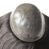 Stock 7x9 Alle Hand gebunden 0,08mm Poly Skin Lady Toupees Chinesische Nagel haut Remy Echthaar Dünne PU Base Topper für Frauen