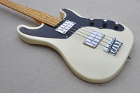 Guitare basse électrique Flyoung en bois de tilleul massif, corps blanc laiteux, 4 cordes, manche en érable