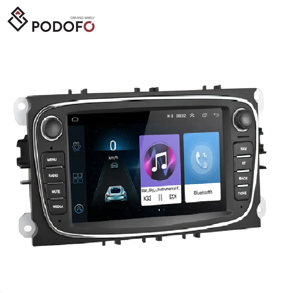 (Eu/Uk/Ru Stock) Podofo 7 ''Android 13 Autoradio Autoradio Gps Wifi Bt Voor Ford/Focus/Mondeo/C-MAX/S-MAX/Galaxy Ii/Kuga