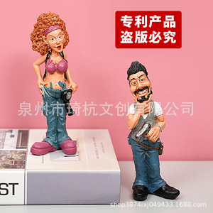 Ensemble de figurines créatives en résine : Barbier masculin et Policière féminine – Décoration pour salon, bureau, cadeau - Product Image 2