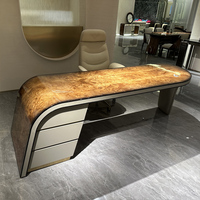 Bureau d'ordinateur en bois massif, style minimaliste de luxe léger, italien, pour patron, mobilier de bureau modulaire pour le bureau à domicile, avec rangement pour dossiers