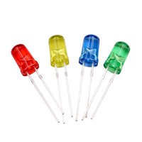 5.0x8.7mm Sudut Pandang 15 Derajat Bercahaya Tinggi 0.06W Dioda LED 7 Warna Hijau Bulat Lensa 2-Pin DIP Umur Pakai 50000 Jam 20mA