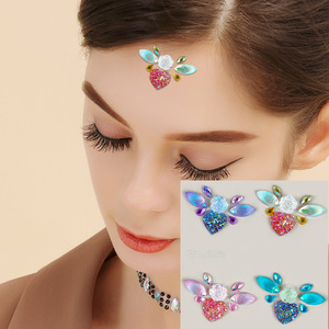 Pegatinas de Cola de Sirena para la Cara, Calcomanías de Corazón con Diamantes de Imitación, Tatuajes Temporales de Lágrimas de Gema para Fiestas y Escenarios - Product Image 2