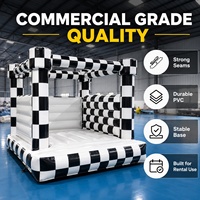Château gonflable commercial à damier noir et blanc, 10 pieds, en PVC robuste, avec souffleur