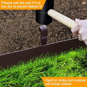 Niet Graven Plastic Terrasplank Landschap Rand Spoel Decoratief Gras Barrière Tuin Rand Rand Met 12 Verankering Palen - Product Image 5