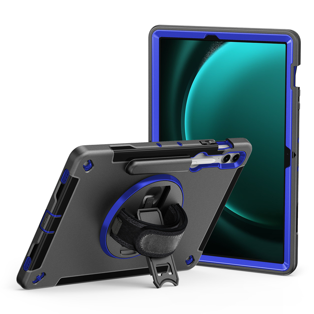 360° Rotating Hand Strap Stand Stylus Pen Holder Tablet Covers Cases for Samsung Galaxy Tab S9 FE Plus 12.4 Inch Case SM-X616