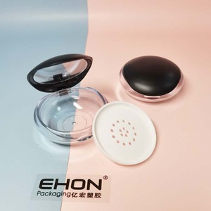 Usine personnalisé ovale noir flip couvercle base transparente étui à poudre cosmétique pour le maquillage pot de poudre en vrac de votre logo - Product Image 1