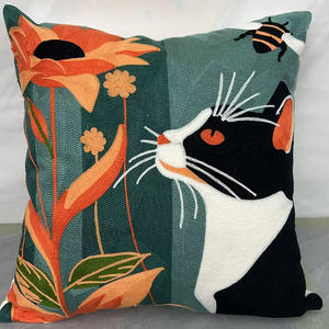 Baumwolle dekorative hand bestickte 18x18 Picasso abstrakte Katze Stuhl Kissen bezug - Product Image 3