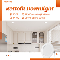 Lampu Downlight LED 6 Inch Ultra Tipis Flat Wafer 120V 5CCT Dapat Dipilih 1000LM IC Tertutup Rapat Bersertifikasi FCC CCT 12 Watt Dapat Diredupkan