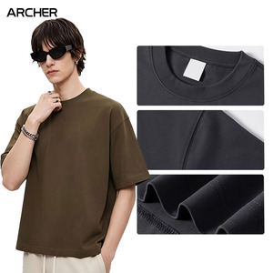 <span class=keywords><strong>Camiseta</strong></span> de Hombre de Algodón Transpirable de 255G, Estilo Urbano, Corte Holgado, con Logotipo Personalizado, Venta al Por Mayor para Uso Diario Informal - Product Image 3