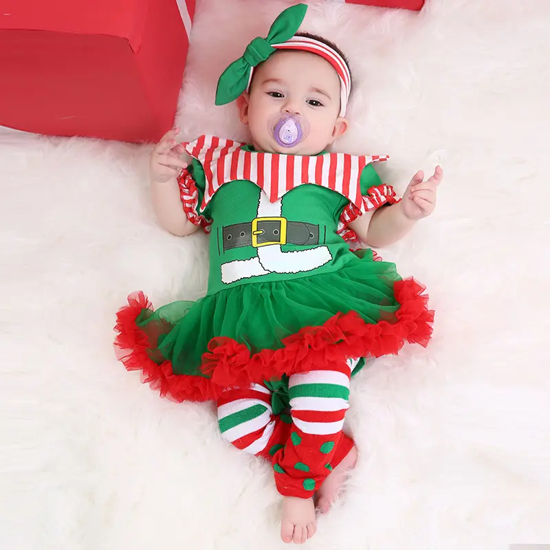 Yiyuan, 2023 Рождественская Одежда для младенцев и малышей, платье-Джокер для девочек, Рождественская одежда, Комплект носков