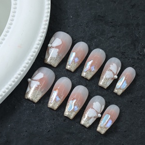 Lot de 10 faux ongles press-on faits main, personnalisés, de luxe, peints à la main, couleurs variées, vente en gros, best-seller - Product Image 2