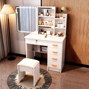Espejo de tocador compacto para dormitorio <span class=keywords><strong>con</strong></span> almacenamiento oculto, escritorio de maquillaje de lujo moderno y minimalista gabinete de almacenamiento, Unidad de escritorio todo en uno - Product Image 4