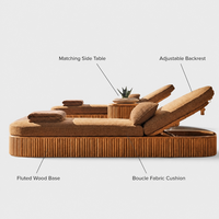 Chaise longue en teck de style nordique pour l'extérieur, résistante à l'eau et aux UV, idéale pour hôtel, maison d'hôtes, cour, bord de plage, canapé-lit