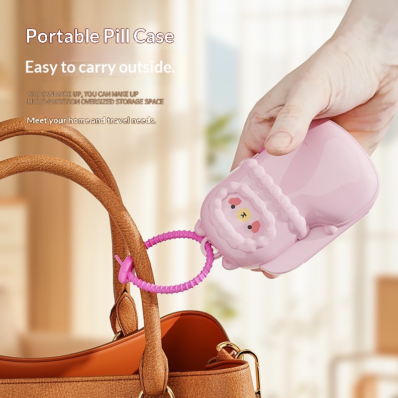 Portable Medicine Storage Box sealed Mini Pill Dispenser Cute Multi-functional Storage Box