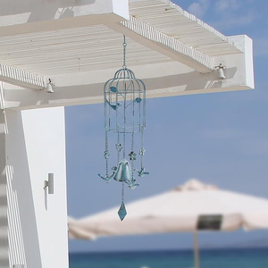 Toptan ve perakende dökme demir kafes rüzgar çan Retro bahçe dekorasyon rüzgar çanları için Minimalist bronz asılı Yard - Product Image 3