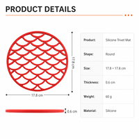 Sous-verre antidérapant en silicone résistant à la chaleur et imperméable ; Tapis de protection de table de style nordique américain pour la maison, pour bols/plats - En stock