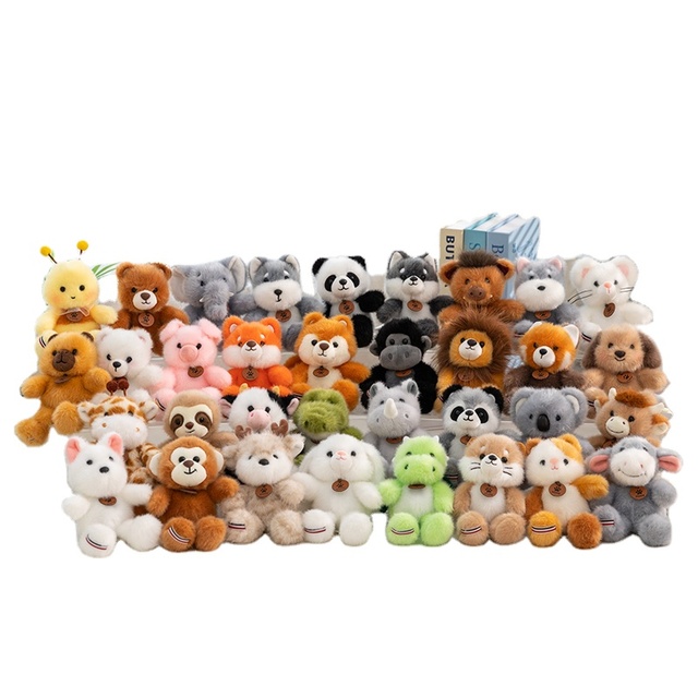 Stuffed Animal Plush Keychain Set Soft Sloth Panda lion Rabbit Capybara Raccoon Mini Animal Plush Toys Pendant for Bag